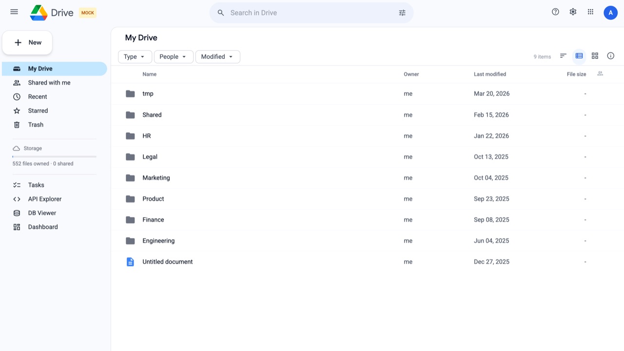 claw-gdrive mock interface