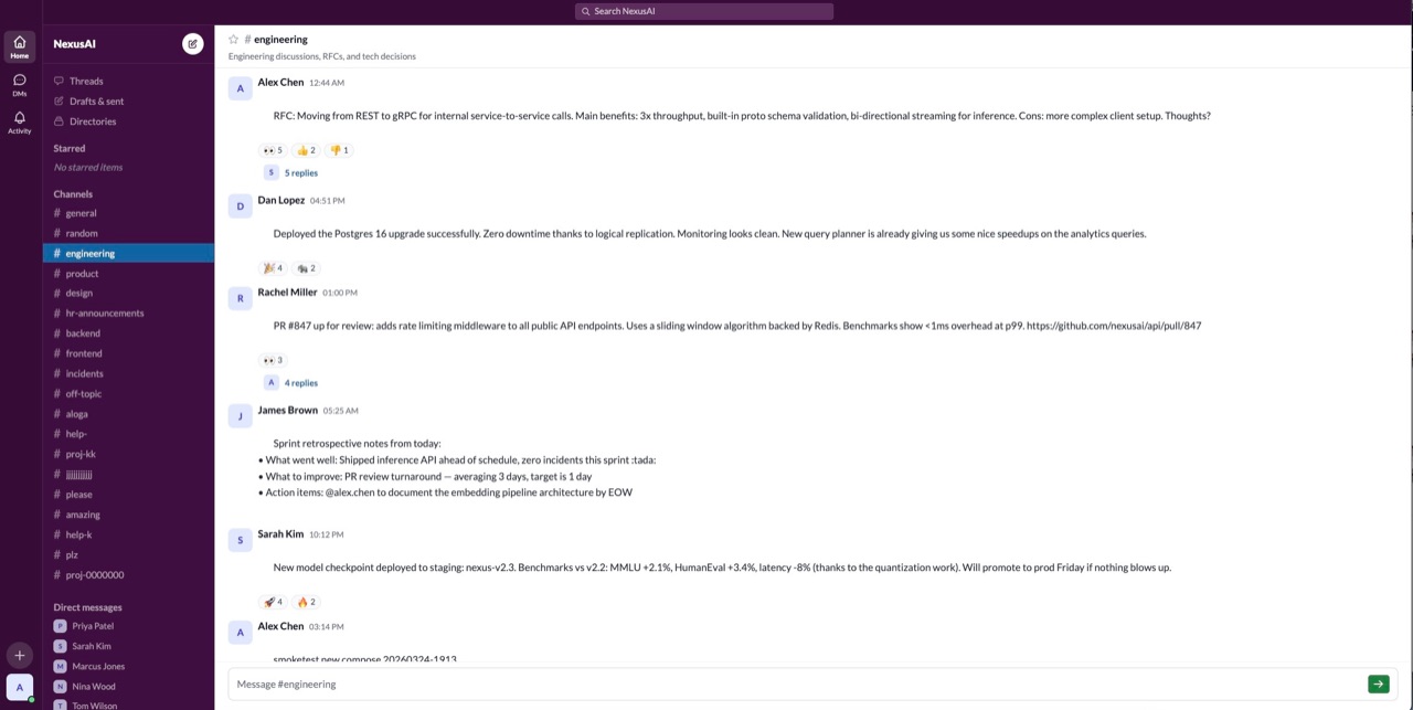 claw-slack mock interface